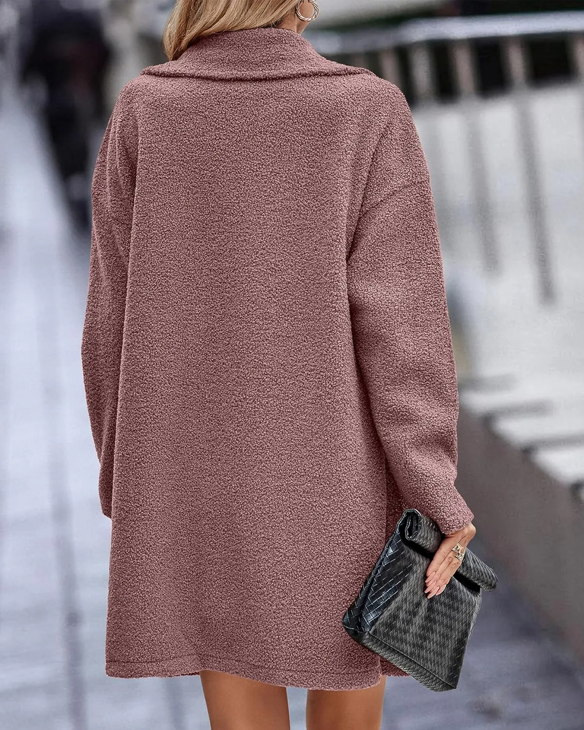 2023 Fuzzy Fleece Winter Coat for Women Lapel Long Sleeve Button Down Outwear Warm Faux Fur Overcoat Sherpa Jackets