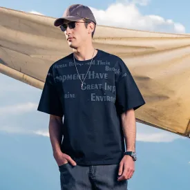 270G Heavyweight Seamless Water Pulp Printed Short-Sleeved T-Shirt Men's Trendy Letter Loose Drop Pure Cotton T-Shirt
