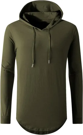 Aiyino Men's Hipster Hip Hop Longline Pullover Hoodies Shirts