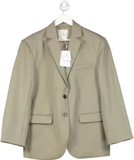 Anine Bing Green Single Breasted Wool Blazer UK M