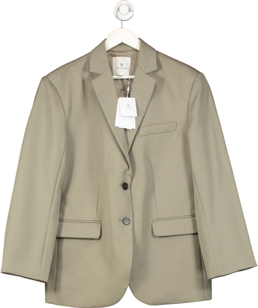Anine Bing Green Single Breasted Wool Blazer UK M