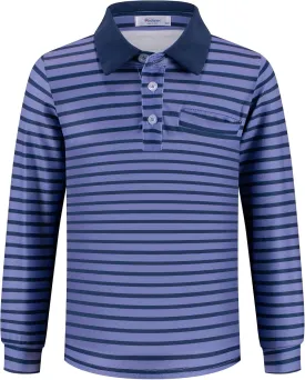 Arshiner Boy's Long Sleeve Plaid Trim Polo Shirt School Uniform Shirt with Pocket for 4-12 Years