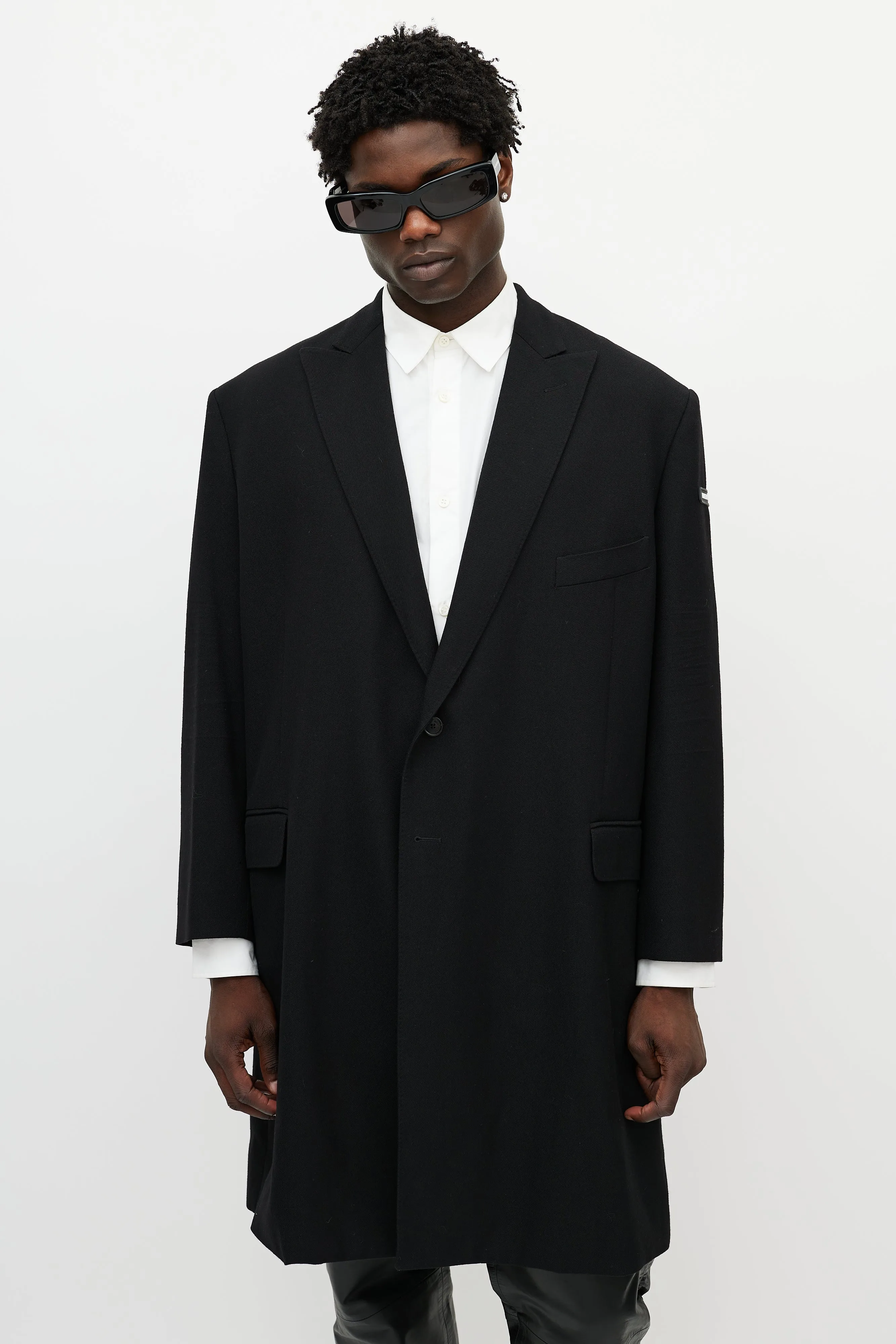 Black Wool Logo Coat