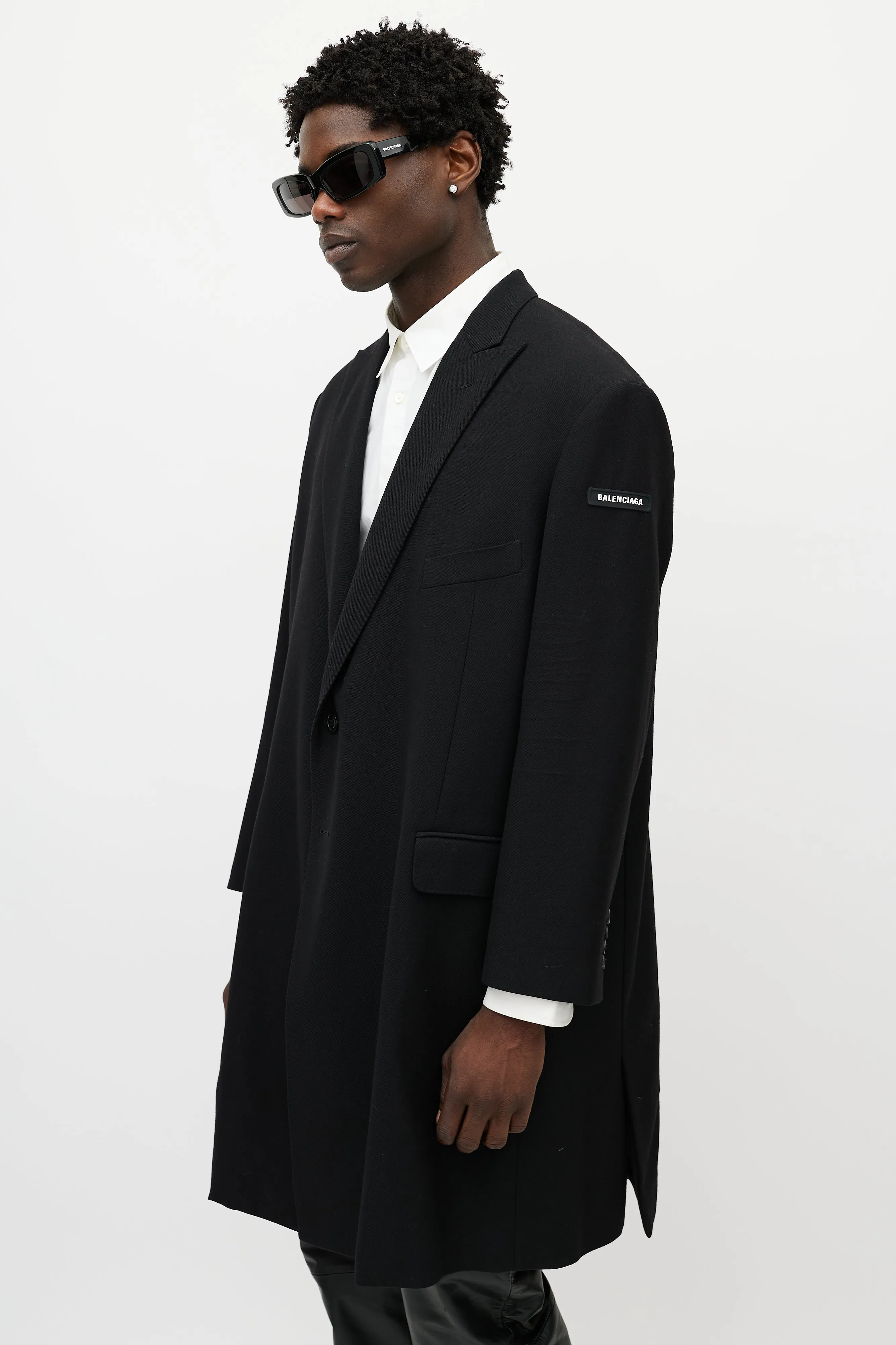 Black Wool Logo Coat