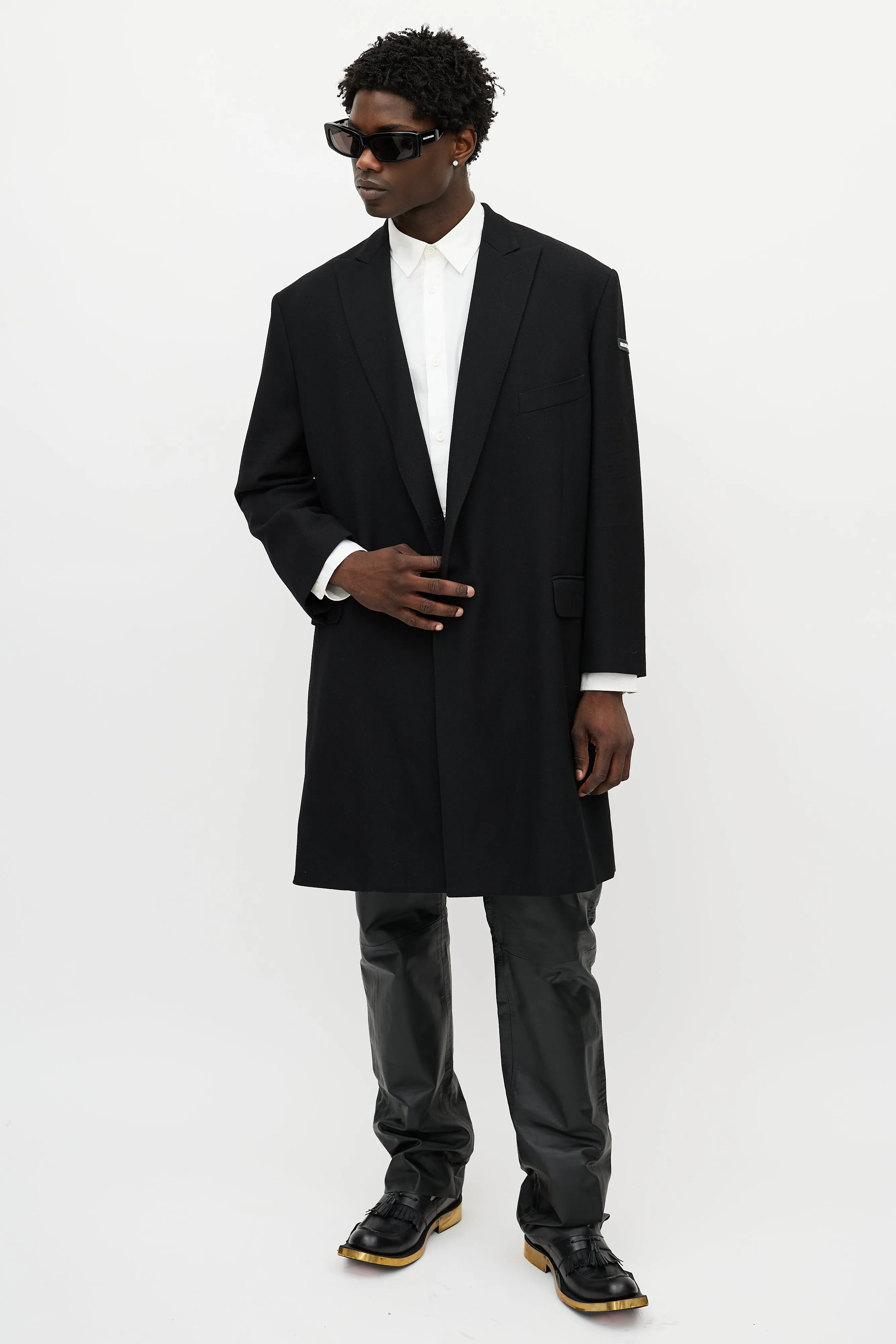 Black Wool Logo Coat