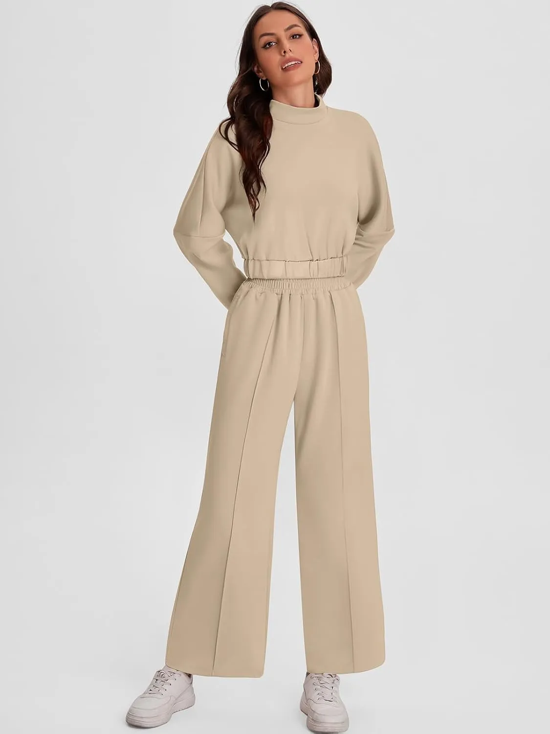 Bloggerlove Womens 2 Piece Outfits Lounge Set Long Sleeve Zip Up Sweatshirt Wide Leg Sweatpants Fall Matching Sweatsuit