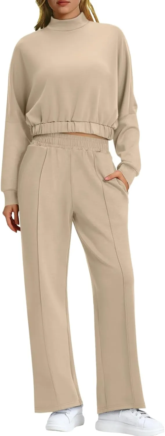Bloggerlove Womens 2 Piece Outfits Lounge Set Long Sleeve Zip Up Sweatshirt Wide Leg Sweatpants Fall Matching Sweatsuit
