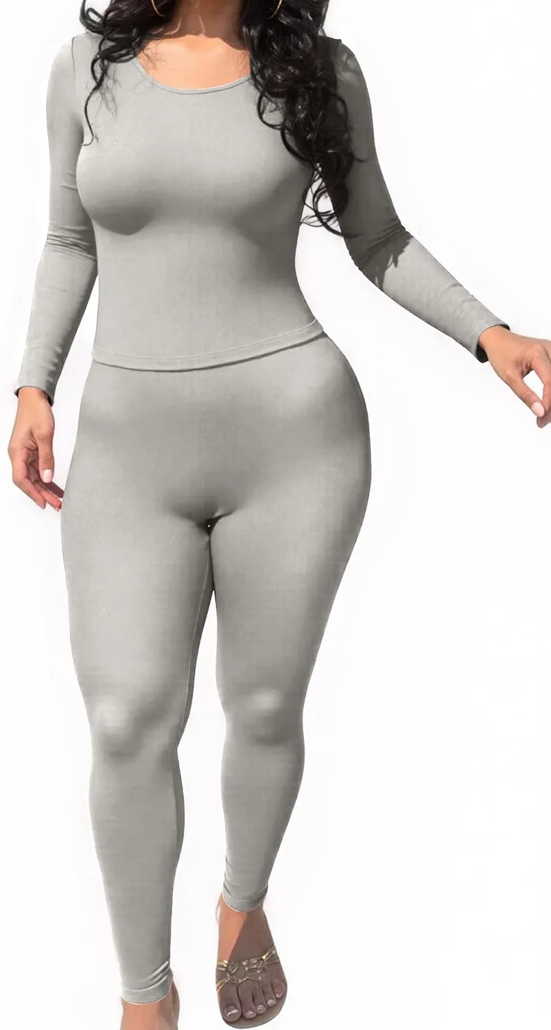 CLOCOR Women's 2 Piece Outfits Track Suits Workout Long Sleeve Jogger Set Casual Matching Legging Pants Sets M-3XL