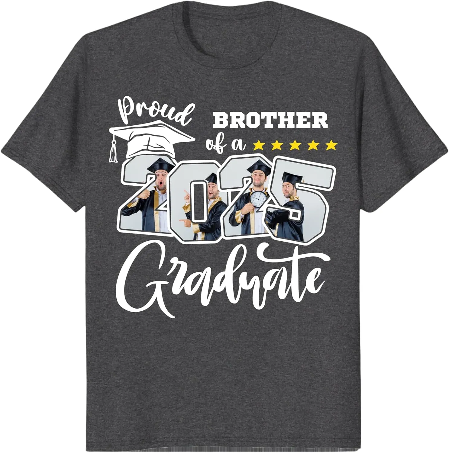 Custom Photo 2025 Graduation Matching Family T-Shirts, Personalized Graduate Senior Shirts, Proud of Grad Customizable Tee