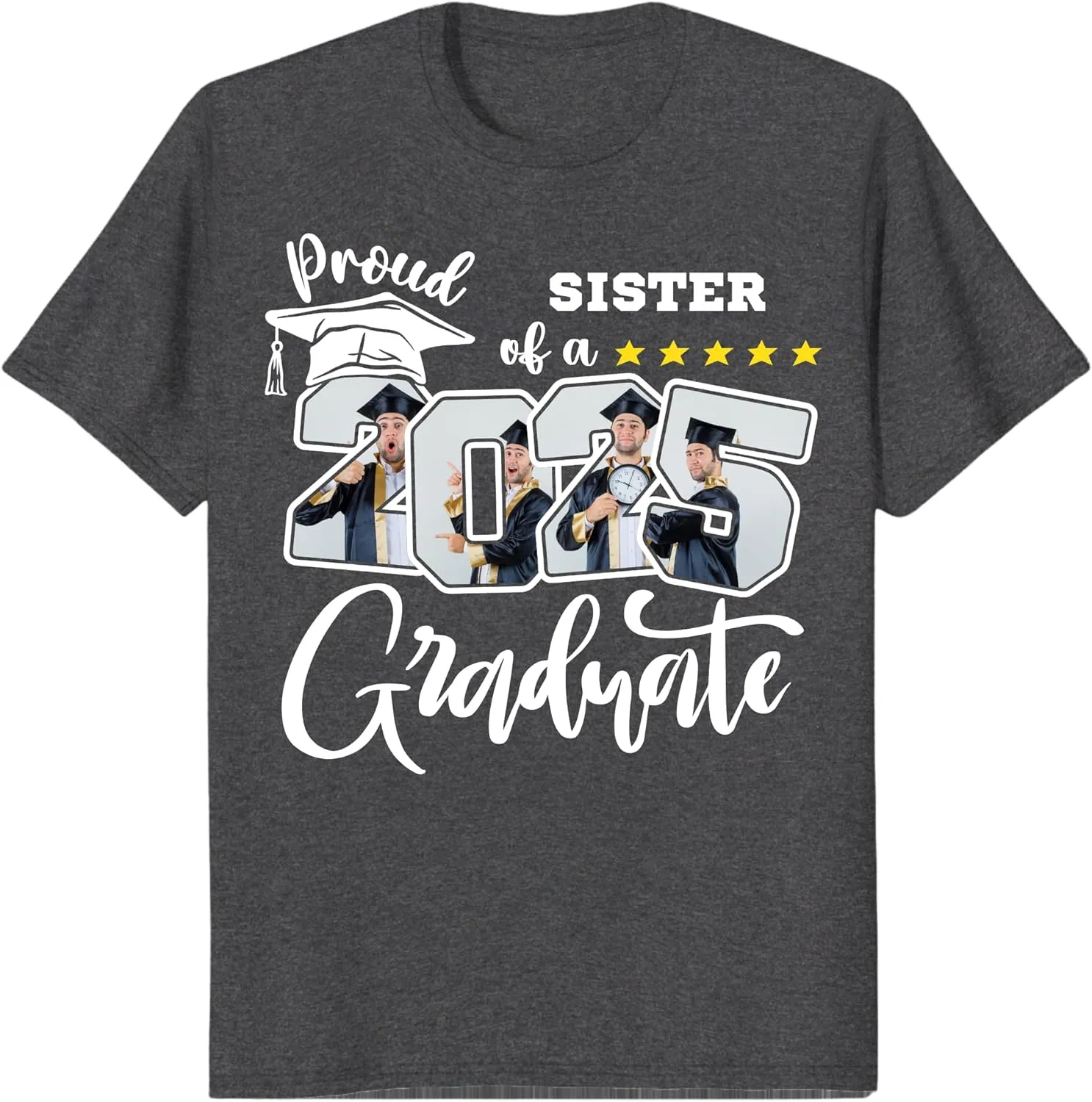 Custom Photo 2025 Graduation Matching Family T-Shirts, Personalized Graduate Senior Shirts, Proud of Grad Customizable Tee
