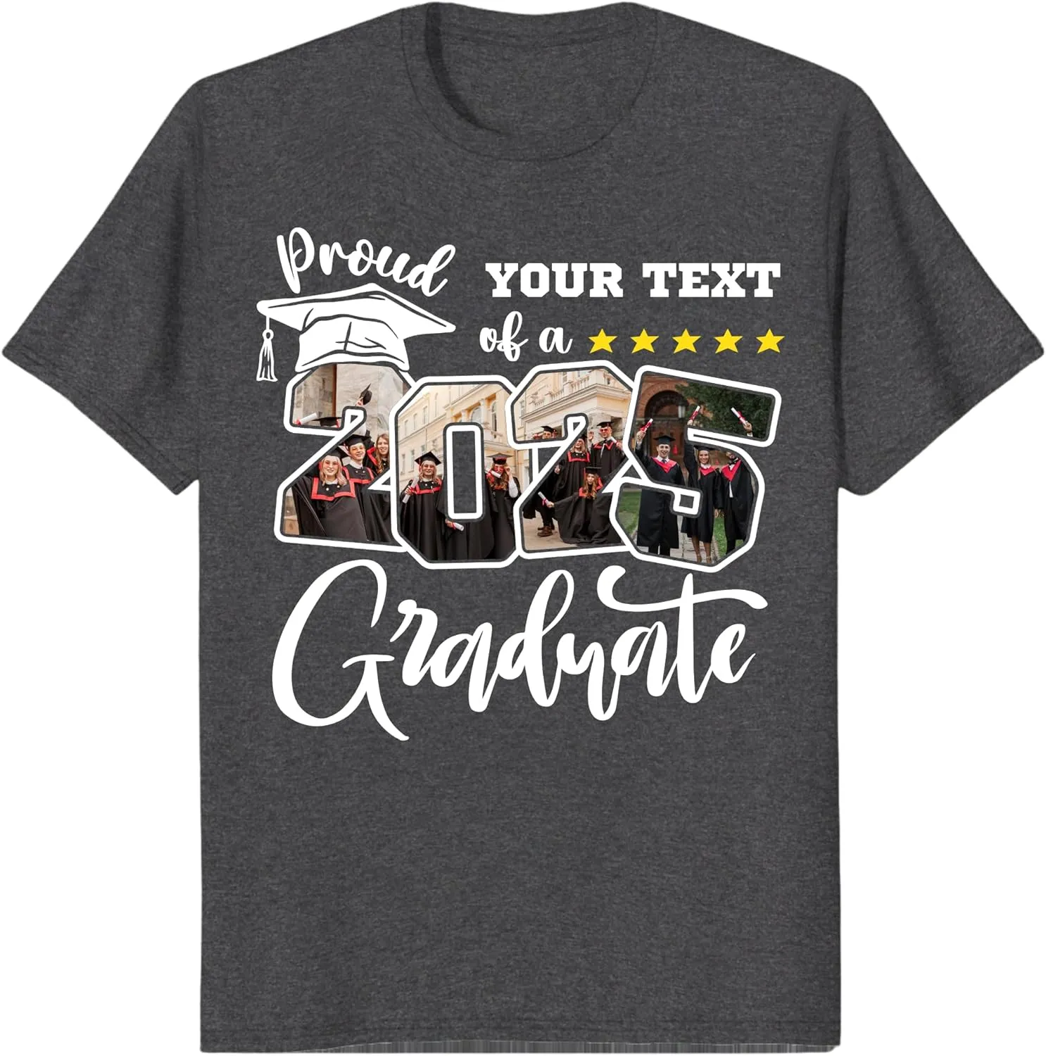 Custom Photo 2025 Graduation Matching Family T-Shirts, Personalized Graduate Senior Shirts, Proud of Grad Customizable Tee
