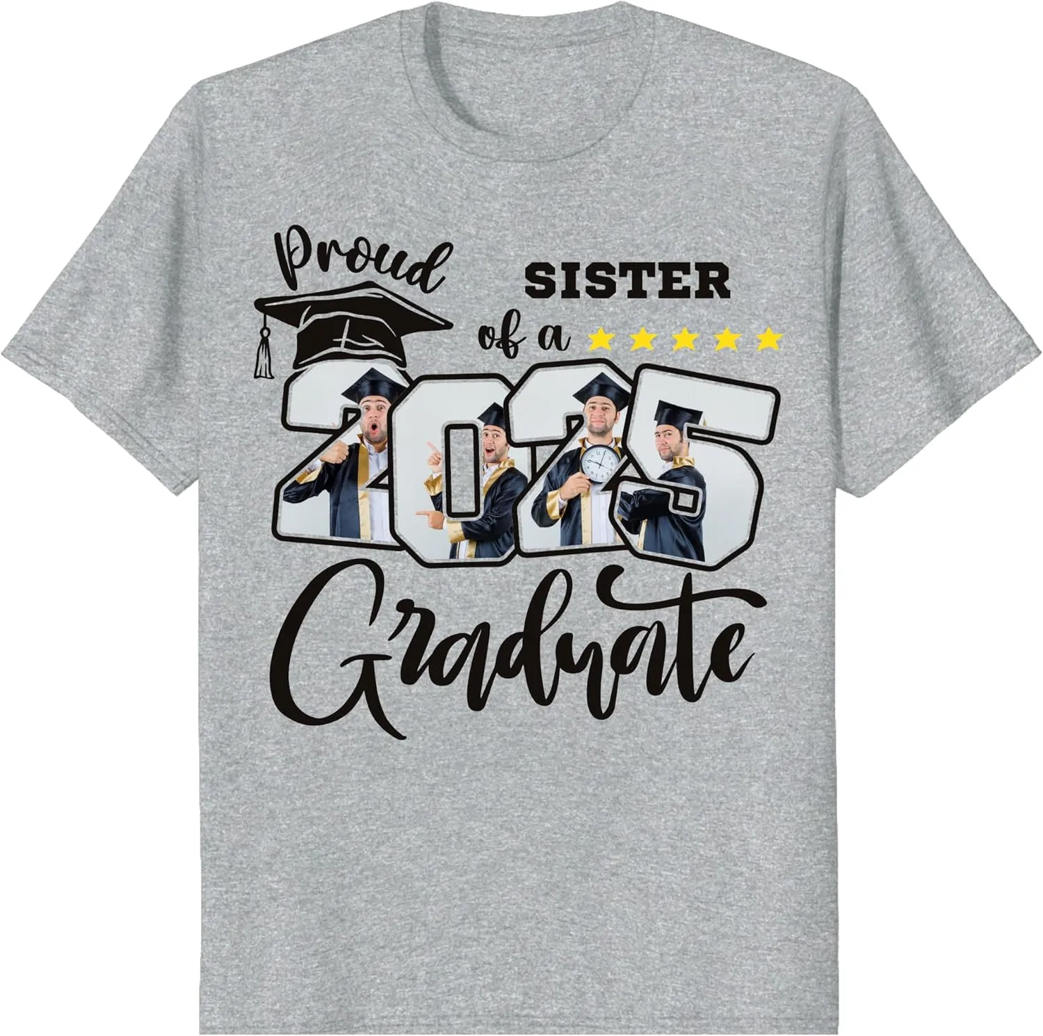 Custom Photo 2025 Graduation Matching Family T-Shirts, Personalized Graduate Senior Shirts, Proud of Grad Customizable Tee