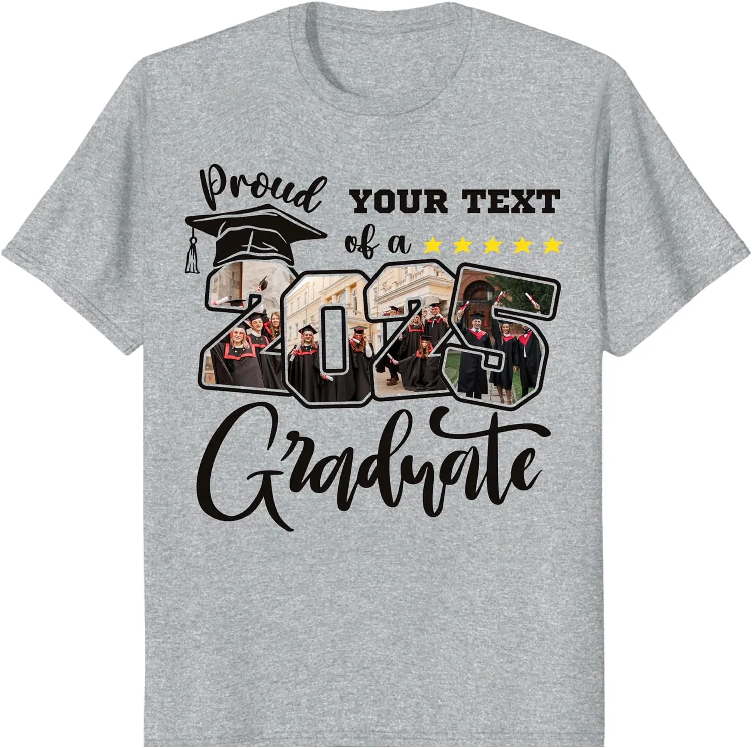 Custom Photo 2025 Graduation Matching Family T-Shirts, Personalized Graduate Senior Shirts, Proud of Grad Customizable Tee