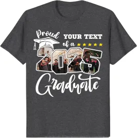 Custom Photo 2025 Graduation Matching Family T-Shirts, Personalized Graduate Senior Shirts, Proud of Grad Customizable Tee