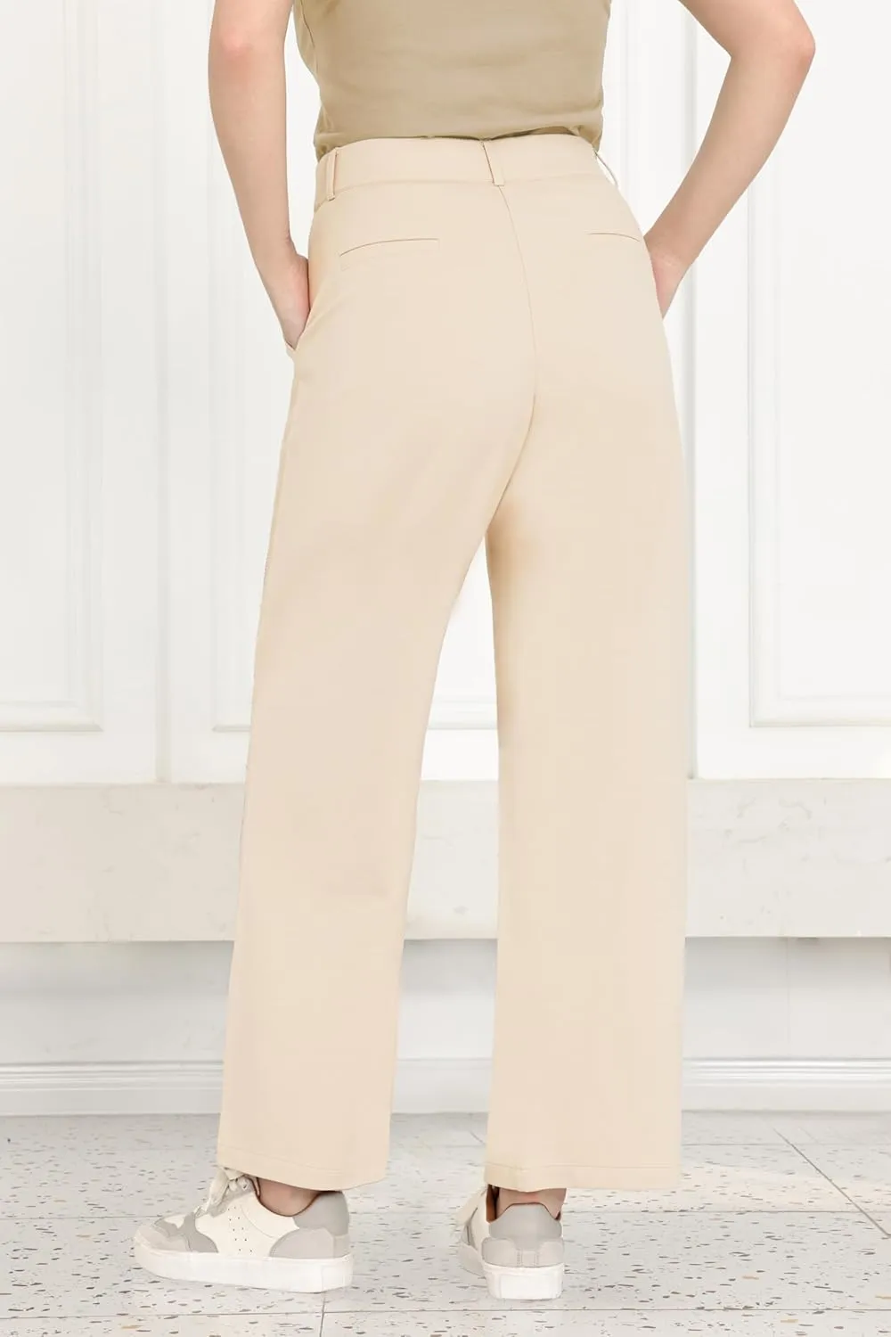 Dress Pants Women Wide Leg Work Business Office High Waisted Zipper Casual Slacks Trousers with Pockets 29"