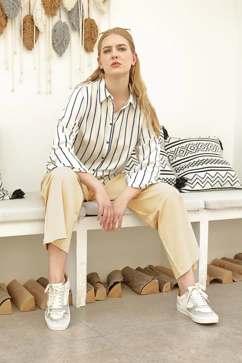 Dress Pants Women Wide Leg Work Business Office High Waisted Zipper Casual Slacks Trousers with Pockets 29"