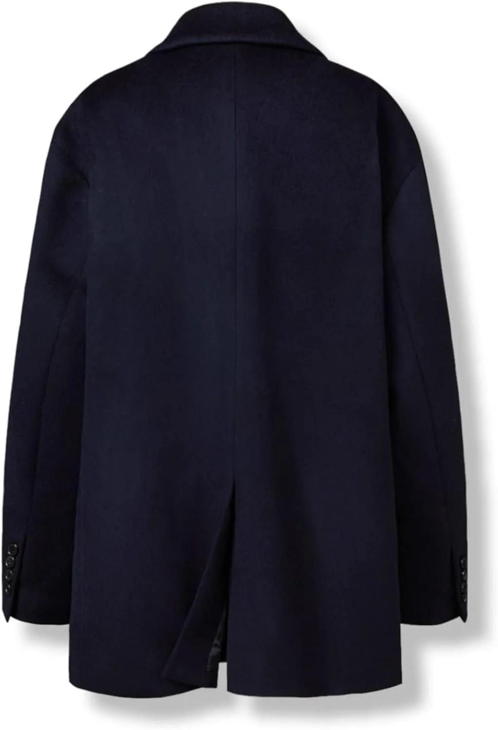 EDUARDO Wool Blend Pea coat Classic Single-Breasted Notch lapel for Men and Women.