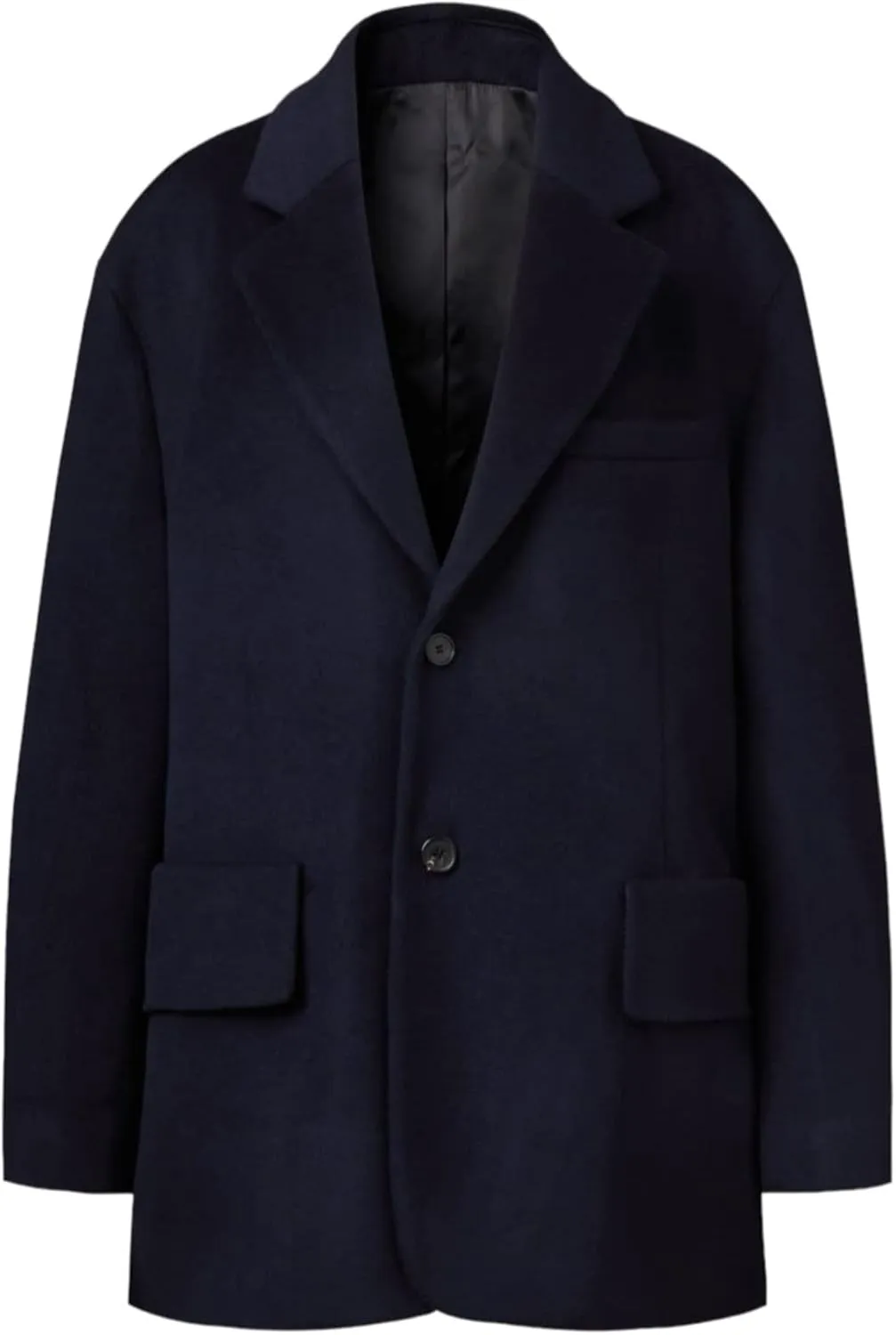 EDUARDO Wool Blend Pea coat Classic Single-Breasted Notch lapel for Men and Women.
