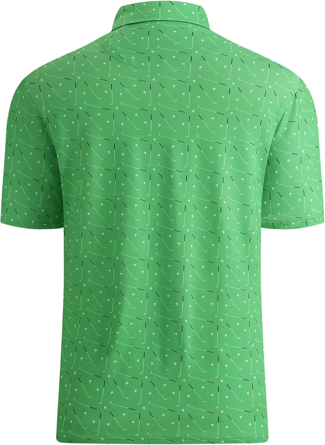 Esabel.C Golf Shirts for Men Dry Fit Performance Short Sleeve Print Moisture Wicking Collared Shirt