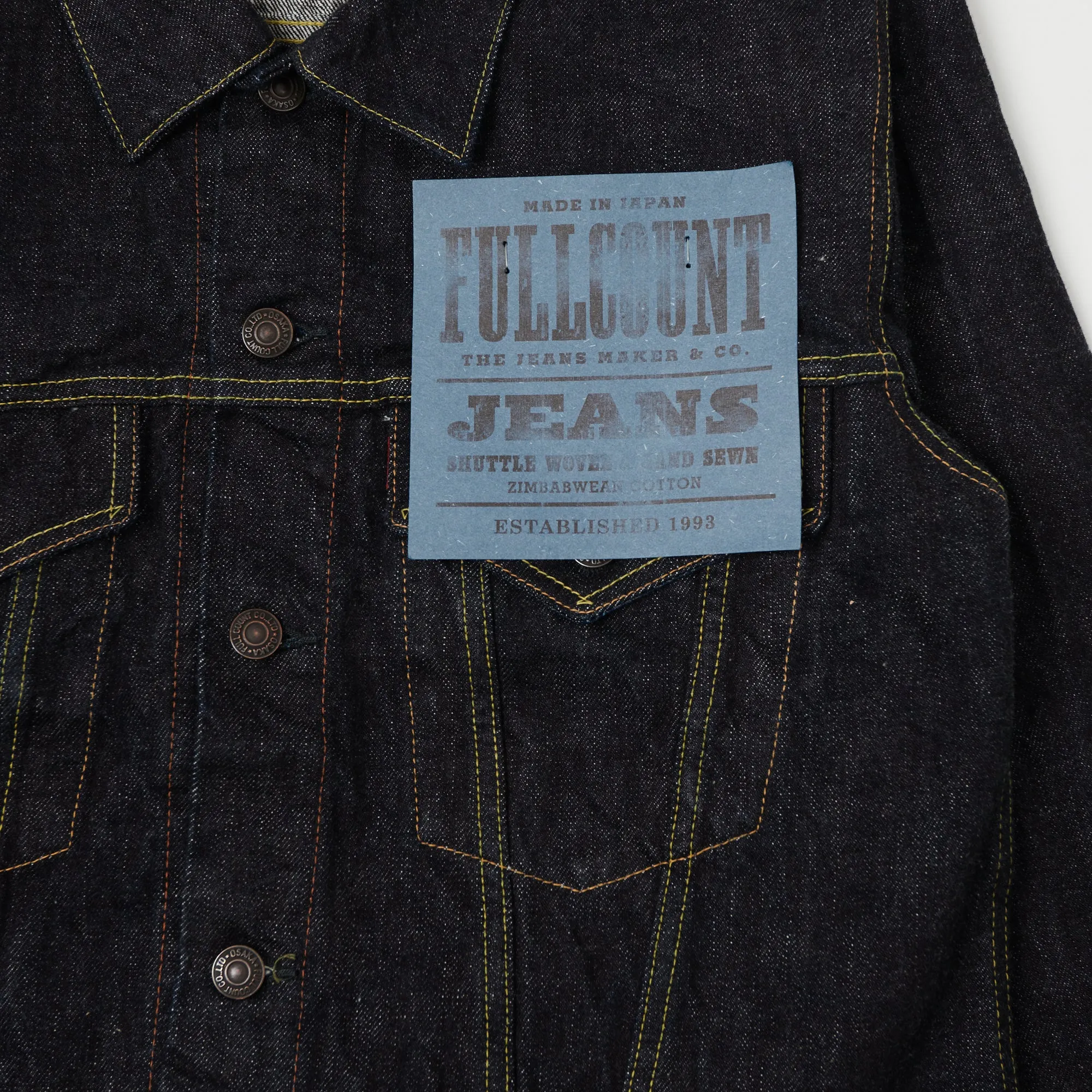 Full Count 2101XXW 15.5oz Type III Denim Jacket - One Wash