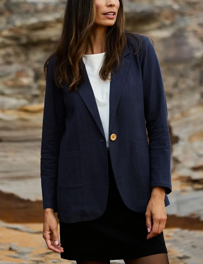 IDEALSANXUN Womens Cotton Linen Longline Blazer Casual Spring Summer Lightweight Soft Jackets
