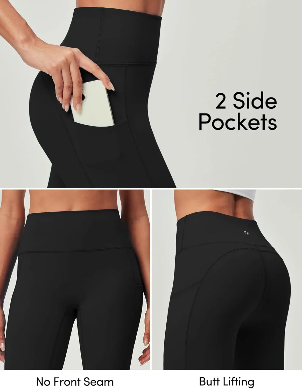 IUGA Compression Leggings for Women Tummy Control No Front Seam Leggings with Pockets High Waisted Workout Yoga Pants