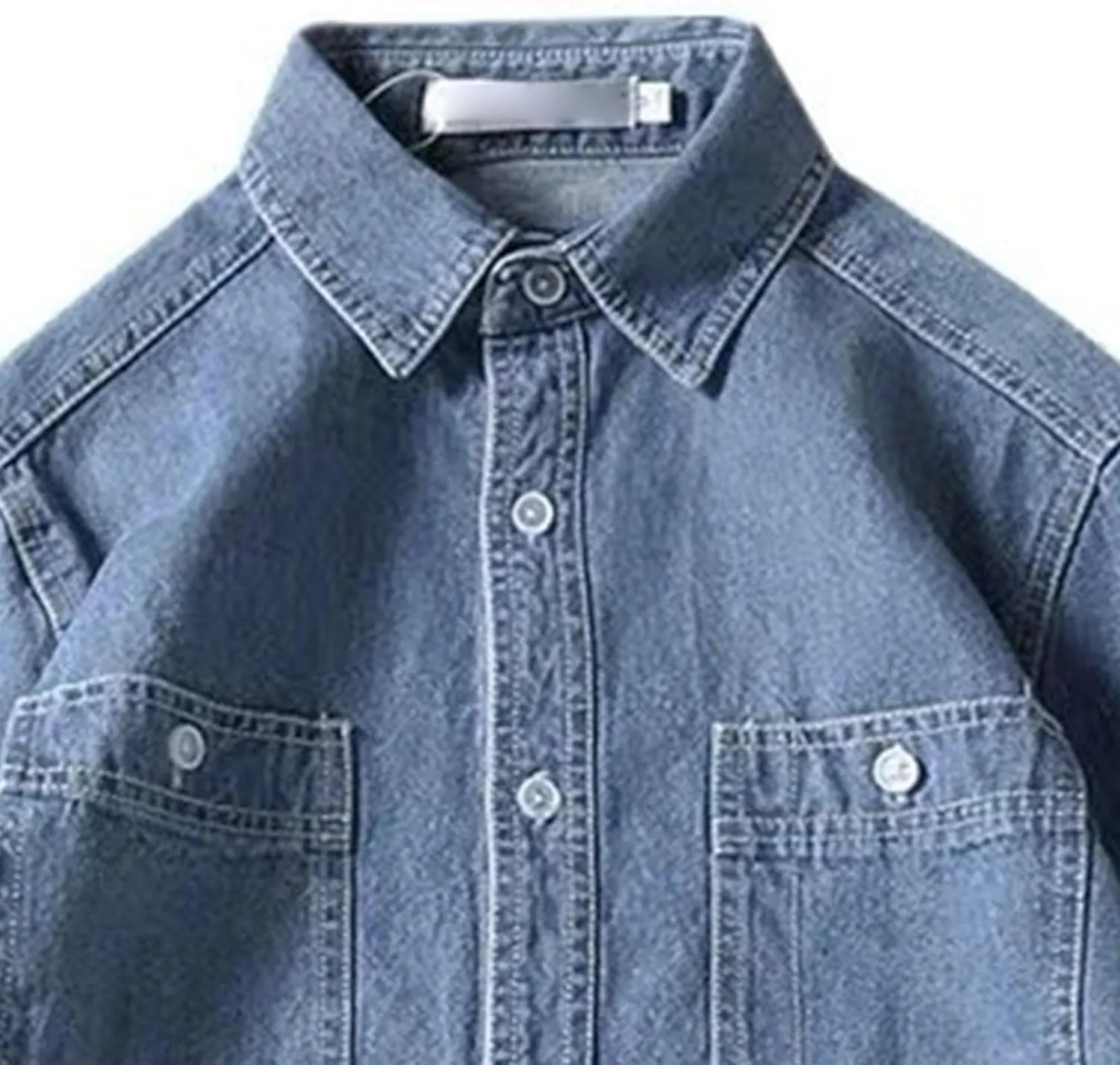 JEKE-DG Men's Button Down Vintage Denim Jacket Cotton Casual Outdoor Jean Shirt Long Sleeve Soft Trucker Jean Shirts
