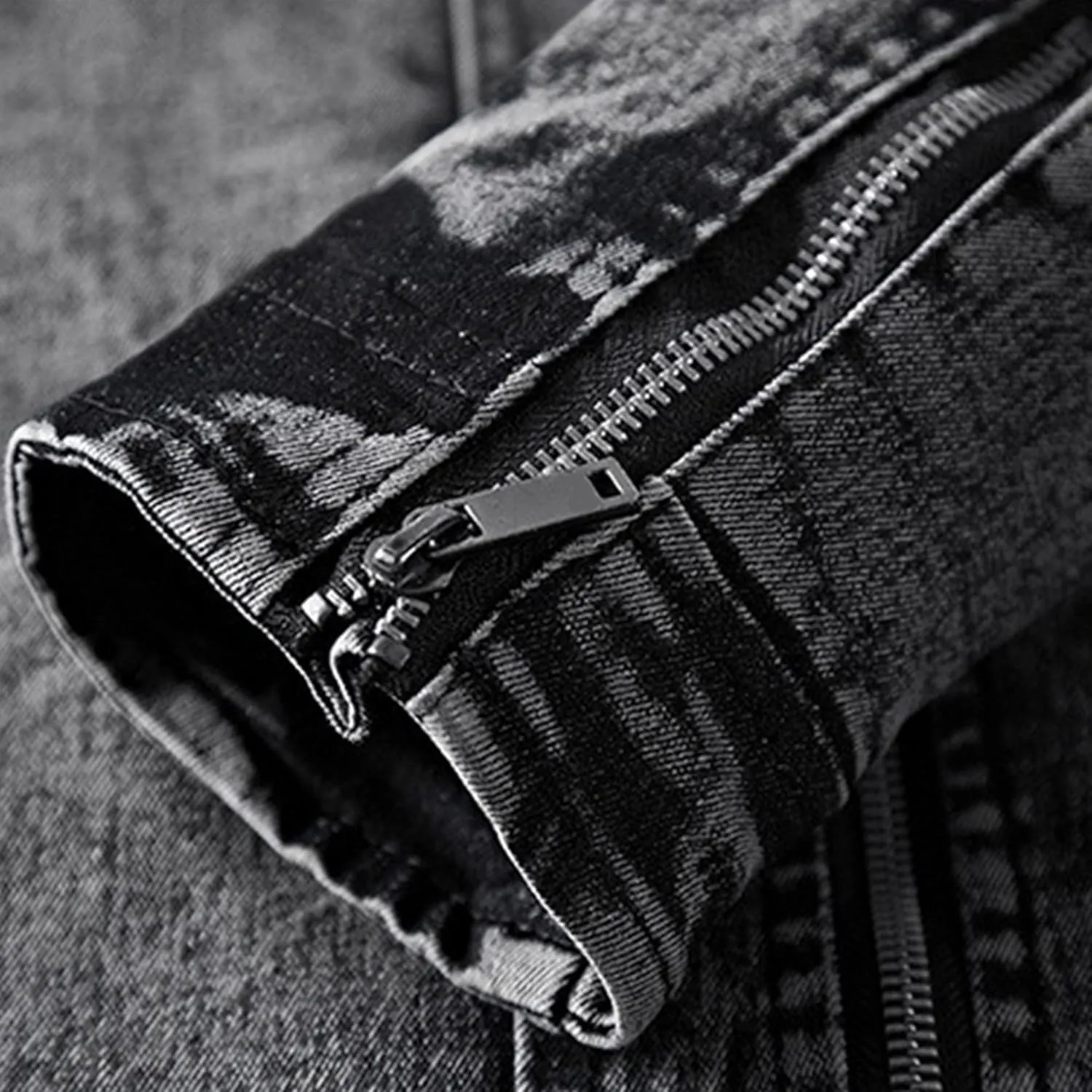 JEKE-DG Men's Lined Distressed Trucker Jean Jacket Casual Slim Fit Comfort Denim Jacket Vintage Zip Up Warm Jackets