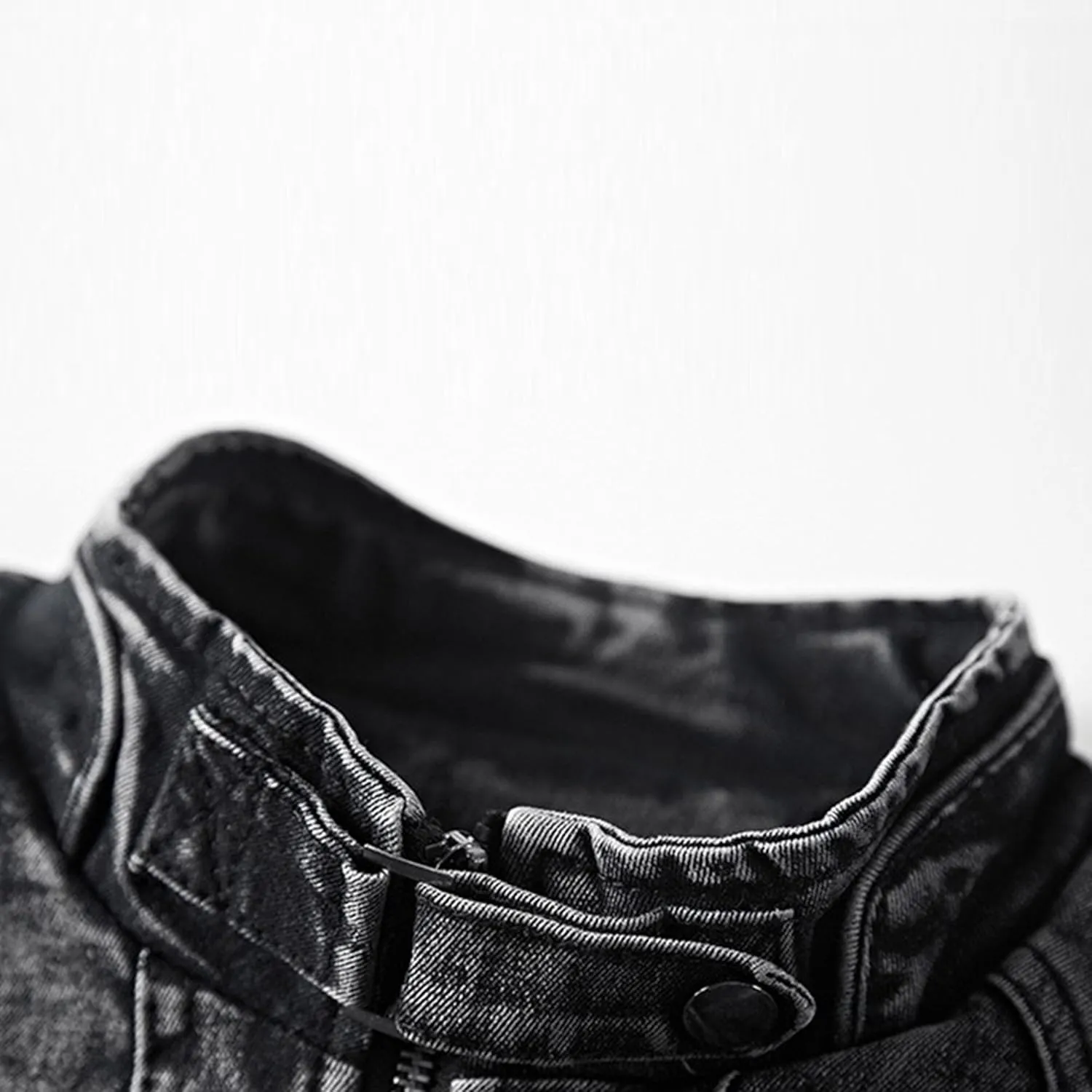 JEKE-DG Men's Lined Distressed Trucker Jean Jacket Casual Slim Fit Comfort Denim Jacket Vintage Zip Up Warm Jackets