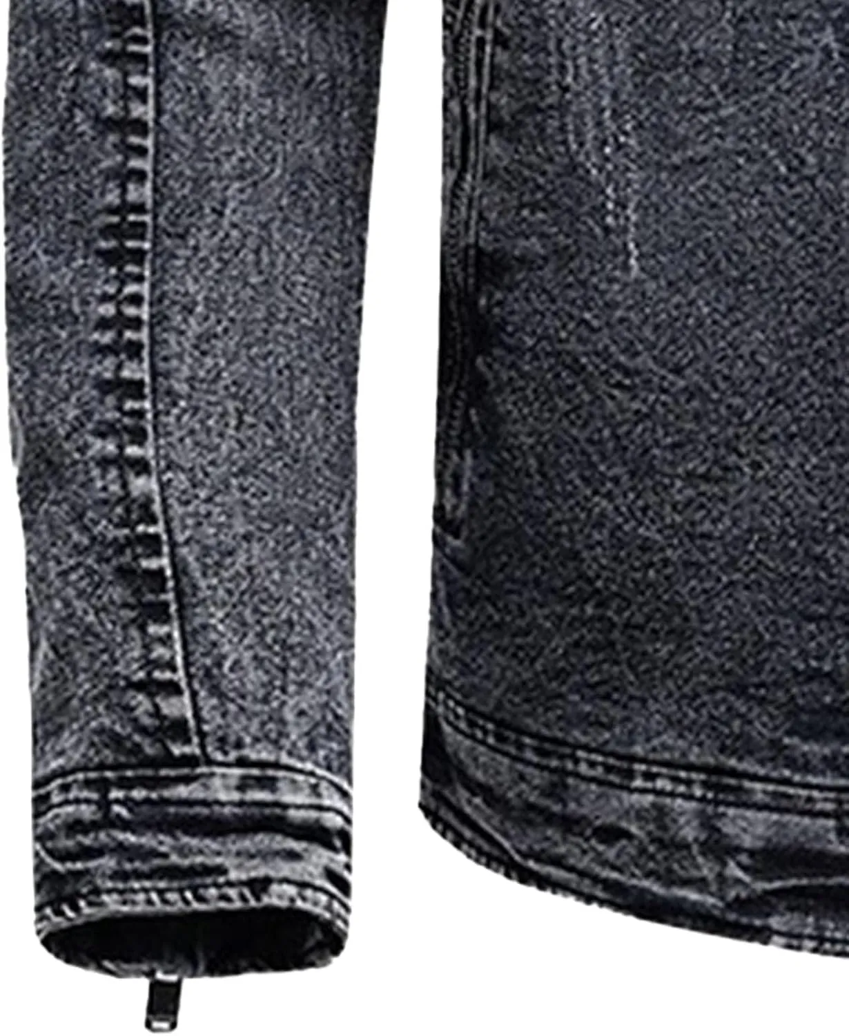 JEKE-DG Men's Lined Distressed Trucker Jean Jacket Casual Slim Fit Comfort Denim Jacket Vintage Zip Up Warm Jackets