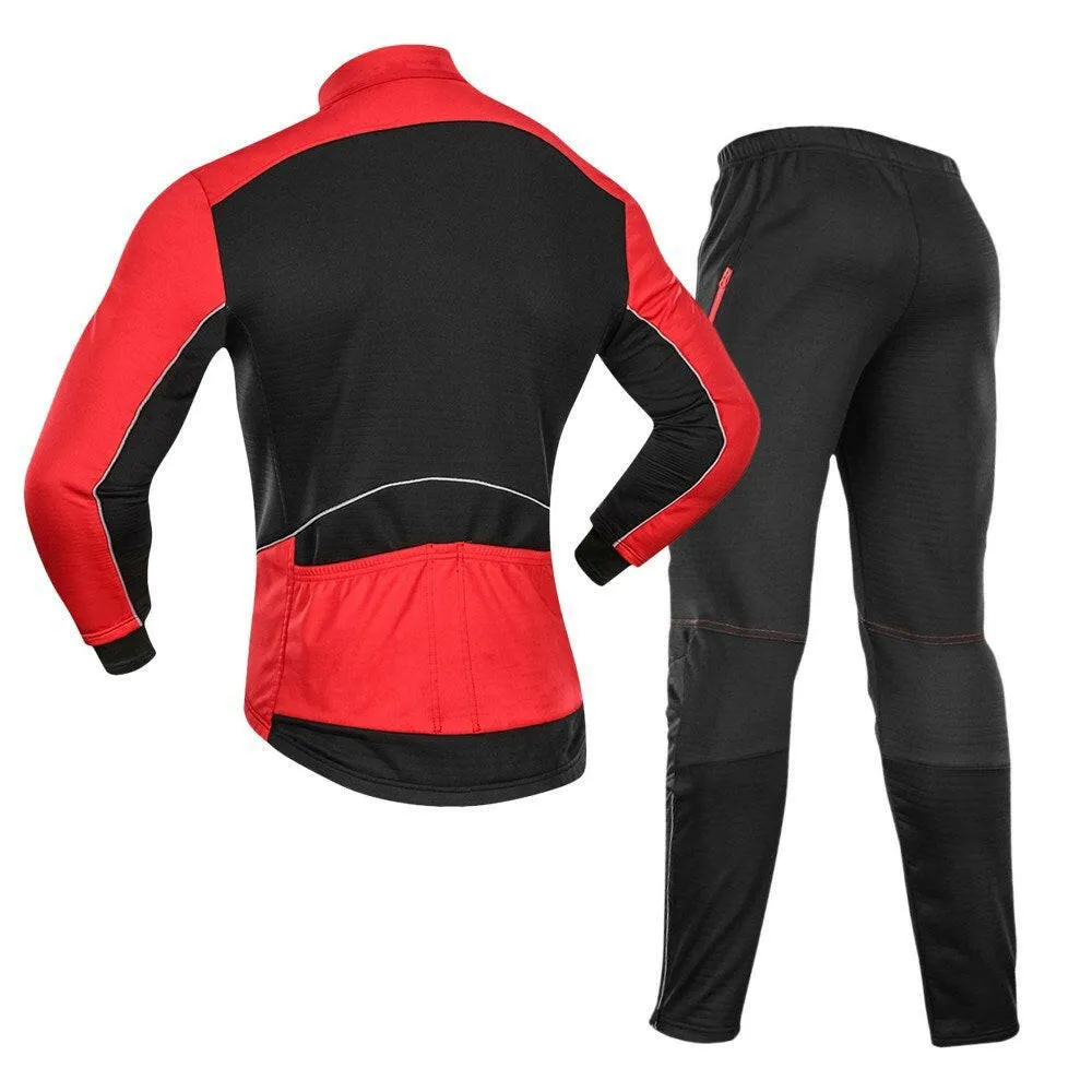 Lixada Men Winter Cycling Clothing Set Waterproof Windproof Thermal Fleece Bike Riding Jacket and Pants Sportswear