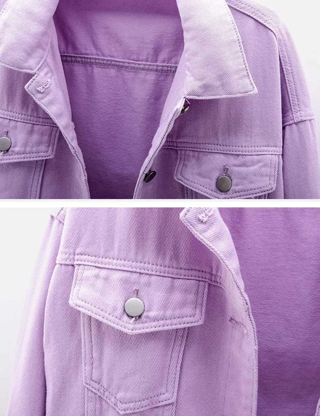 Locachy Women's Casual Denim Jacket Solid Color Basic Long Sleeve Jean Jacket Coat