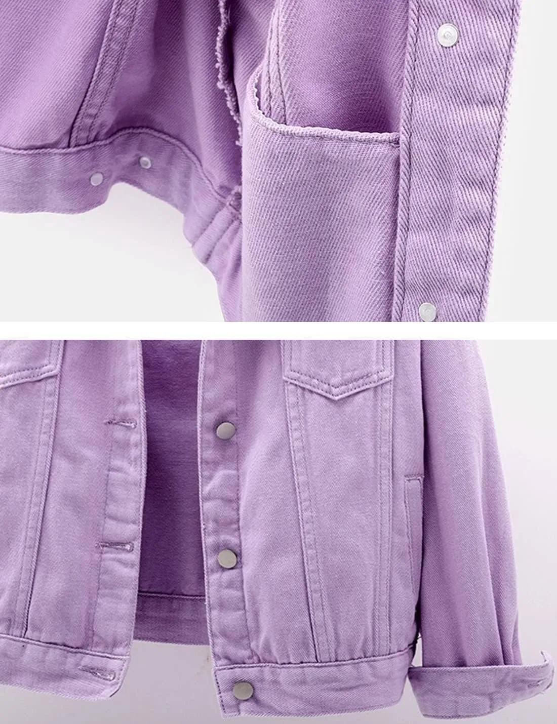 Locachy Women's Casual Denim Jacket Solid Color Basic Long Sleeve Jean Jacket Coat
