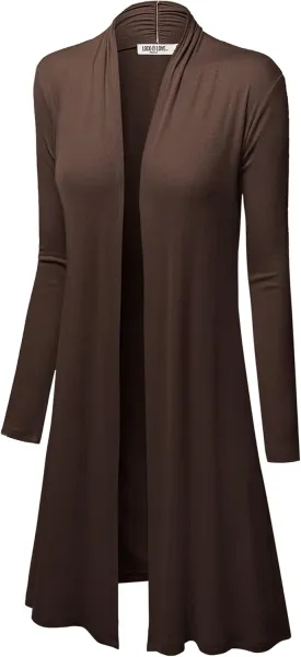 Lock and Love Women's Long Cardigan  Fall Casual Draped Open Front Lightweight Duster with Long Sleeves