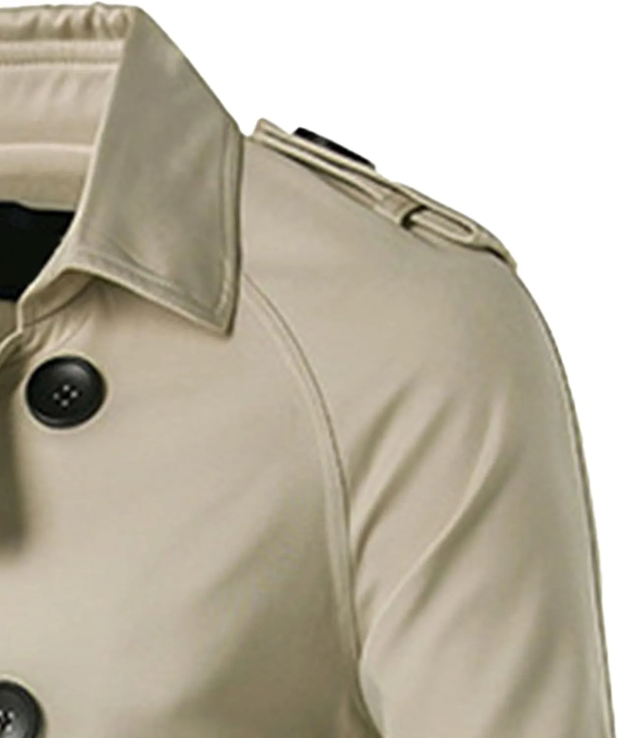 Men's Double Breasted Long Trench Coat Slim Fit Mid Long Belted Windbreaker Stylish Lapel Overcoat with Pocket