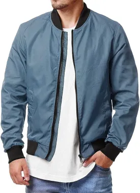 Men's Jackets Windproof Bomber Jacket Full Zip Winter Warm Padded Coats Light Weight Bomber Jacket with Pockets