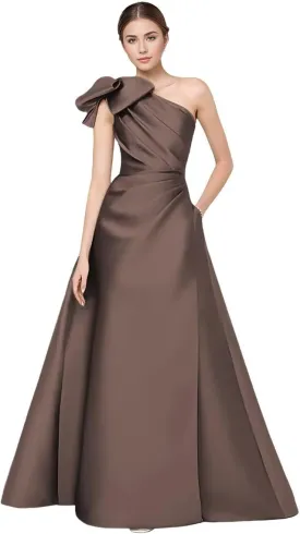 One Shoulder Bow Bridesmaid Dresses for Women Wedding Guest Mother of The Bride Dress Formal Evening Gown XPD11