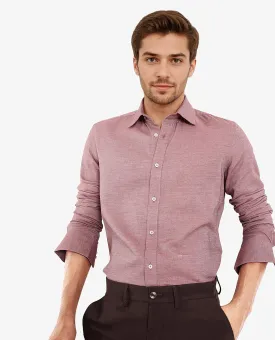 Rare Rabbit Men's Chapelle Maroon Cotton Lyocell Fabric Full Sleeves Regular Fit Plain Shirt