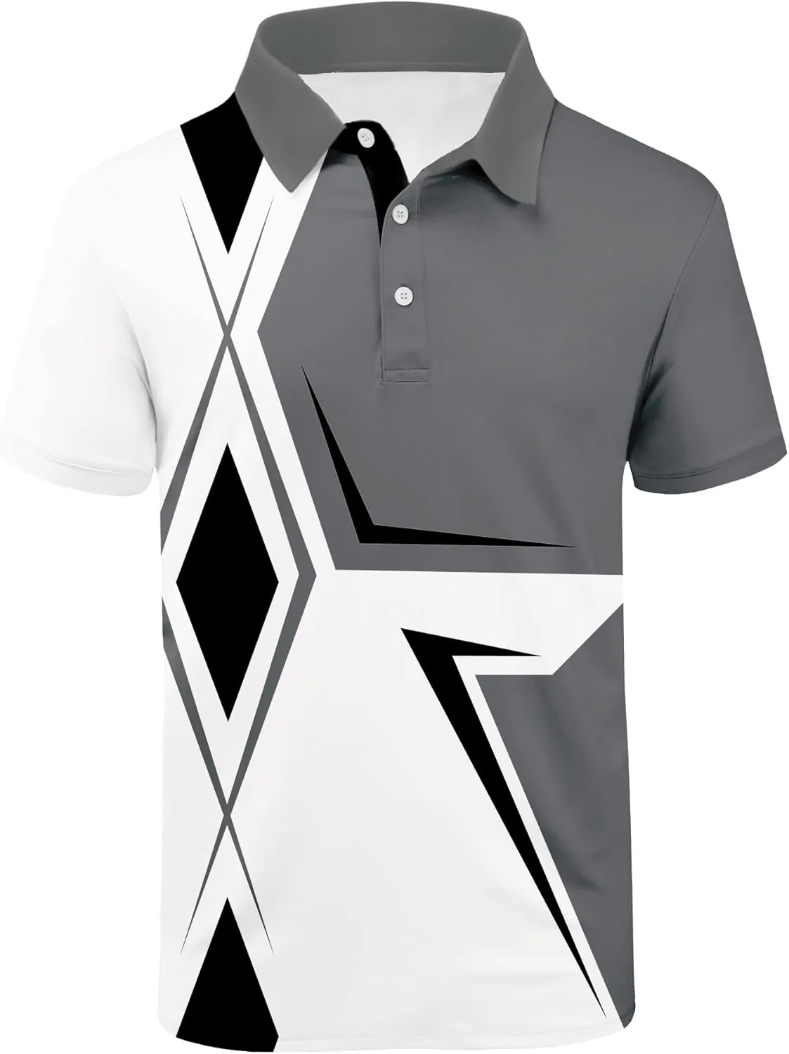 SCODI Mens Golf Shirt Moisture Wicking Performance Sport Short Sleeve Print Golf Polo Shirts for Men