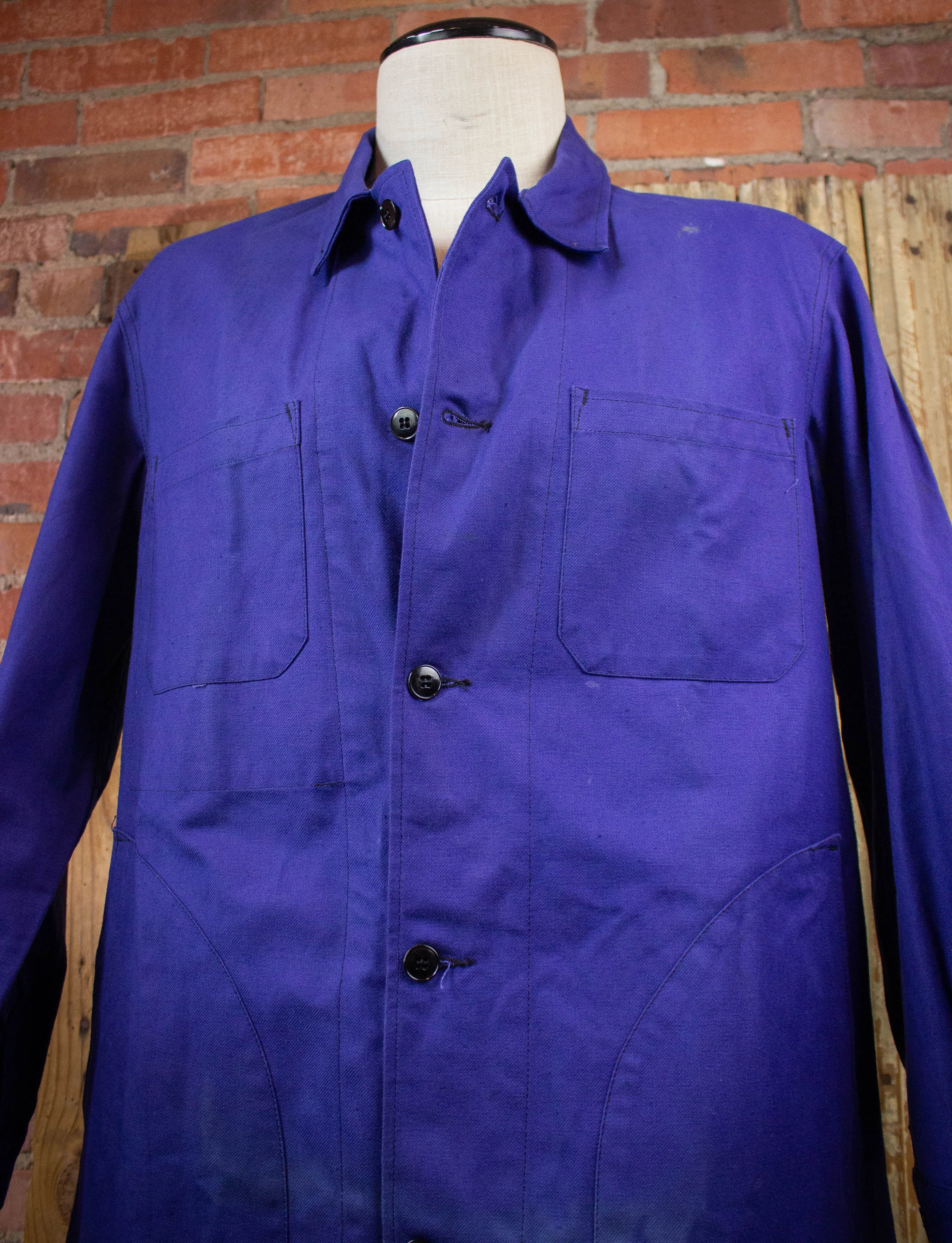 Vintage French Workwear Denim Chore Jacket Purple XL