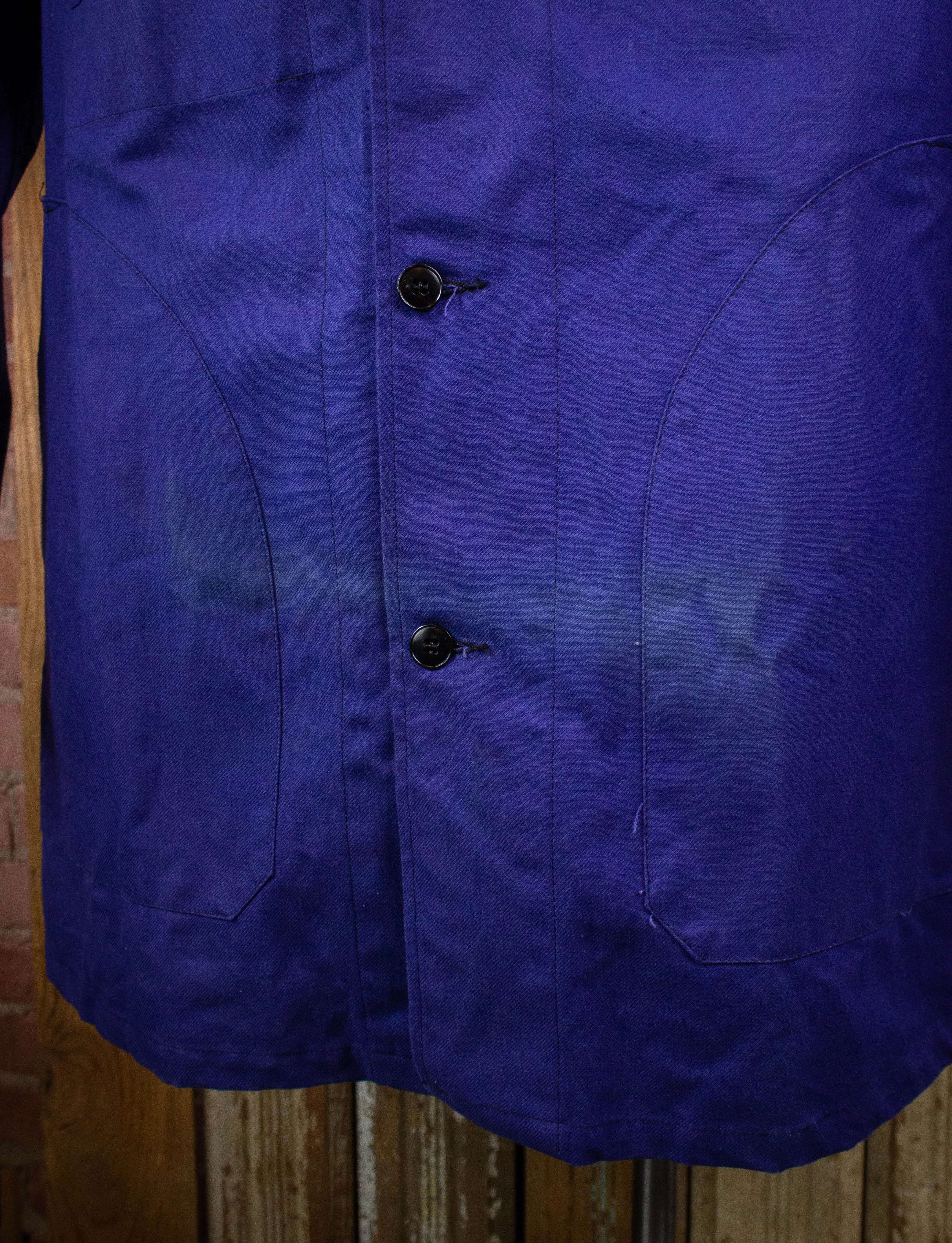 Vintage French Workwear Denim Chore Jacket Purple XL
