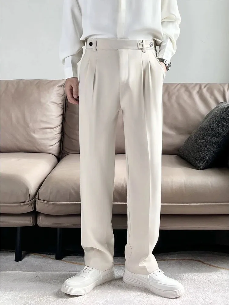 Wiaofellas  -  Male Suit Trousers Wide Leg Draped Pleated Fluid Straight Slacks Work Wear Men's Summer Pants Formal Spring Clothes Classic