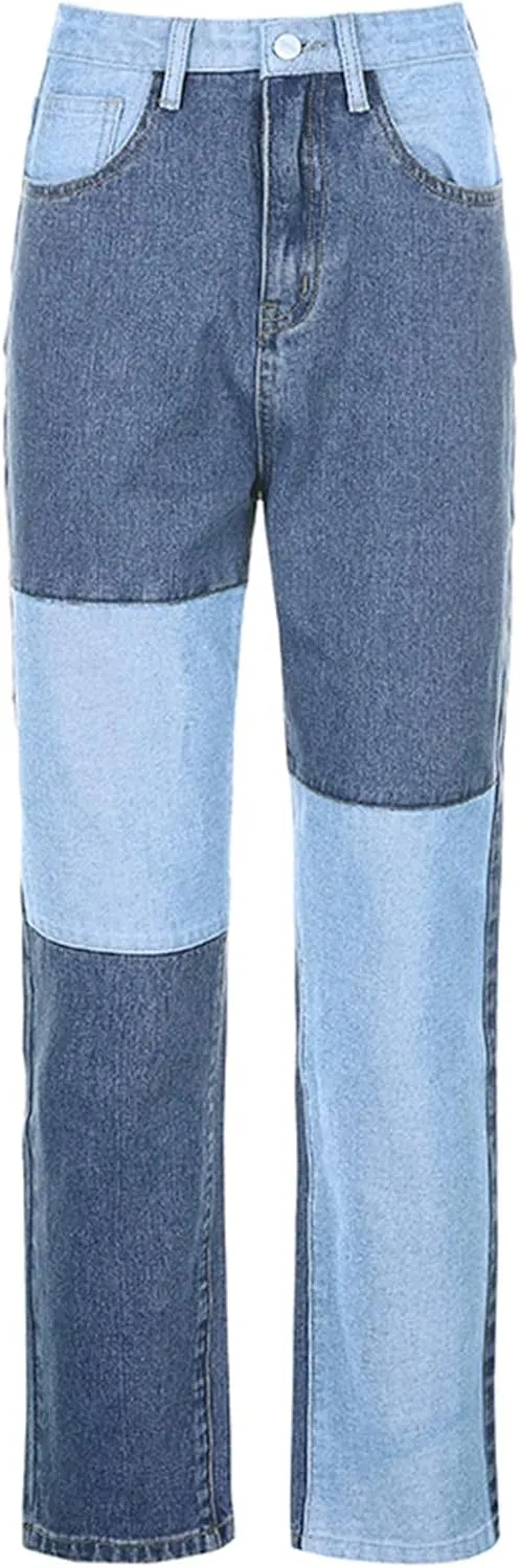Women's Fashion Jeans Regular Relaxed Fit Straight Leg High Waisted Trendy Vintage Boyfriend Juniors Star Y2K Jeans