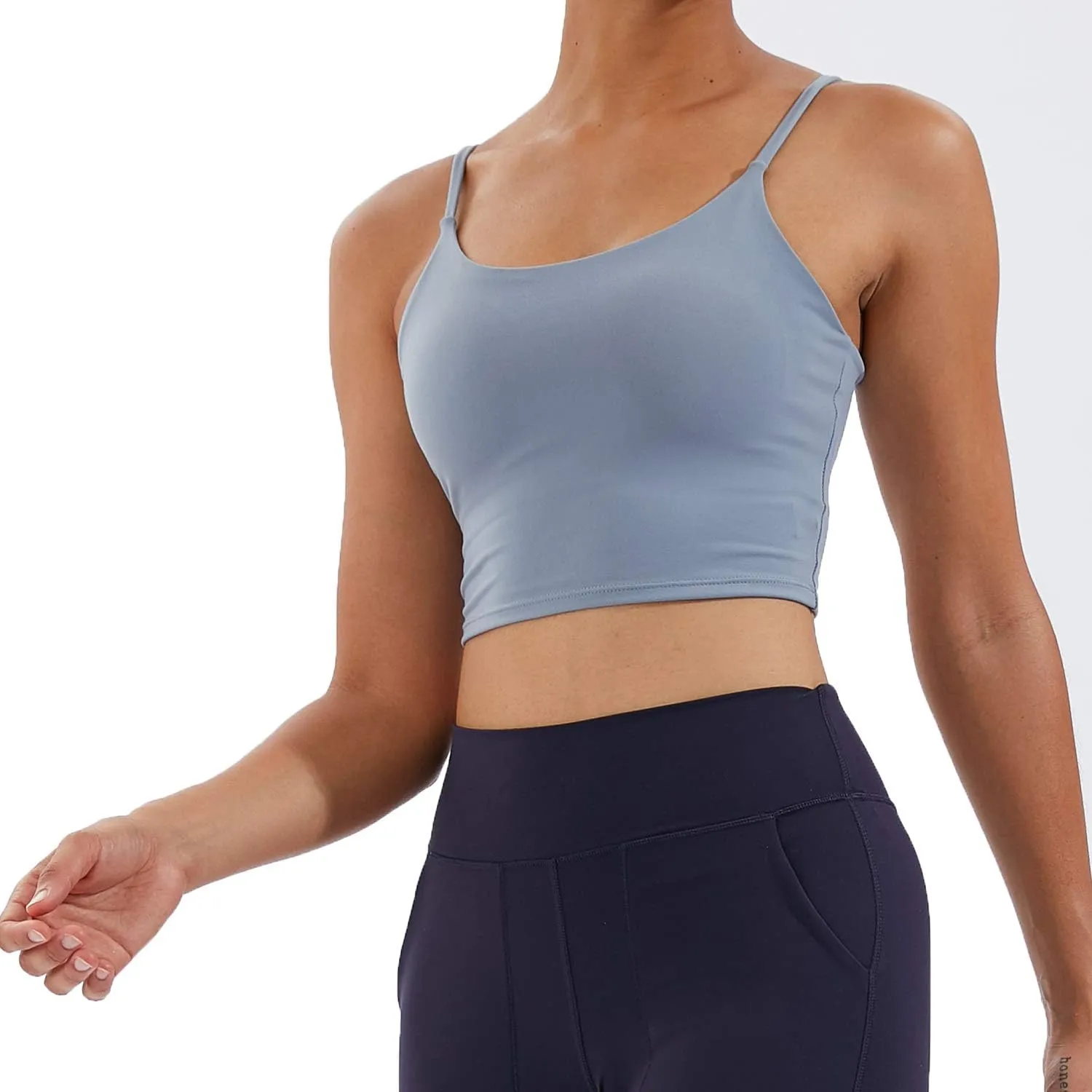 Women's Strappy Stretch Sports Bra Longline Yoga Tank Top Fitness Bra Workout Camisole Crop Tops for Teen Girl