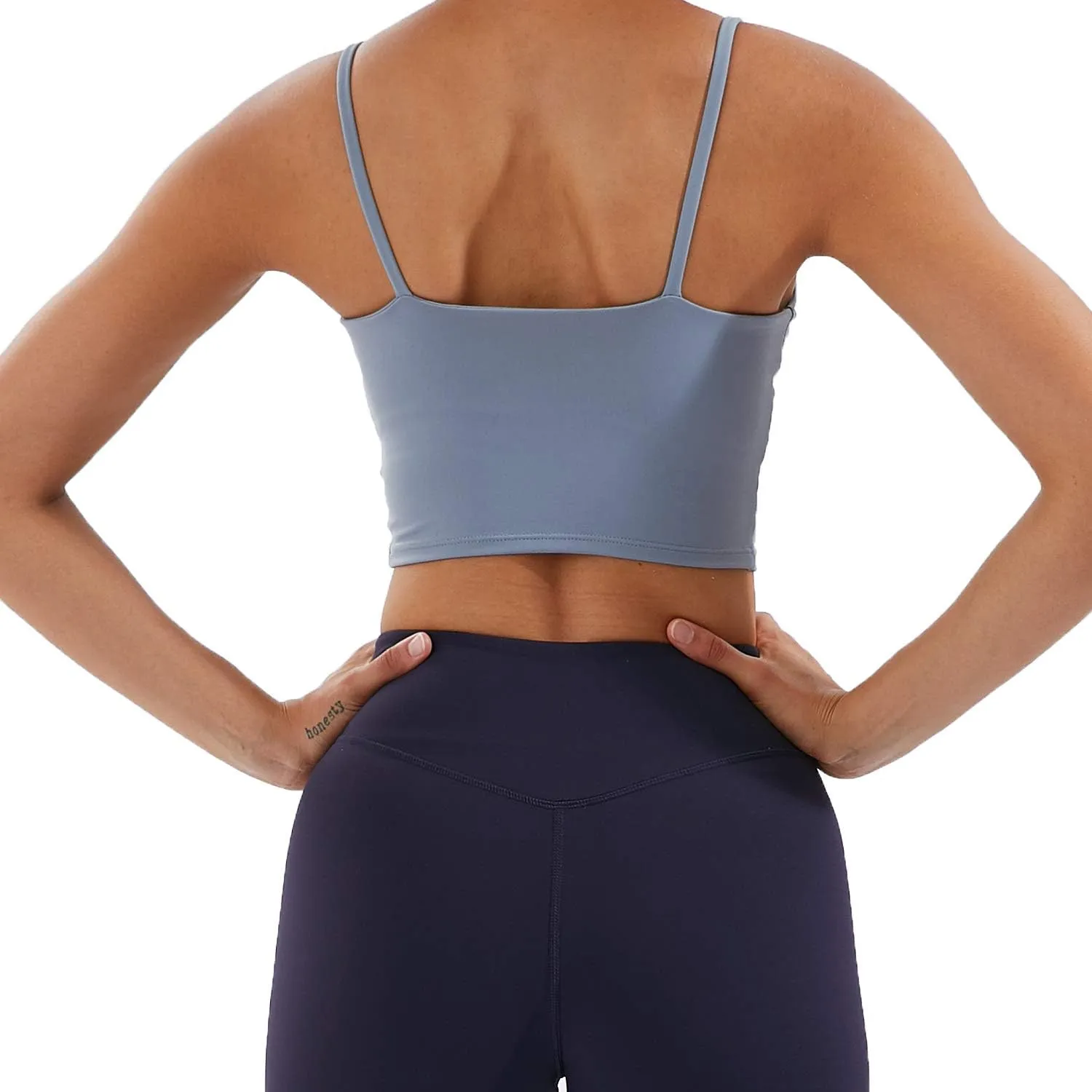 Women's Strappy Stretch Sports Bra Longline Yoga Tank Top Fitness Bra Workout Camisole Crop Tops for Teen Girl
