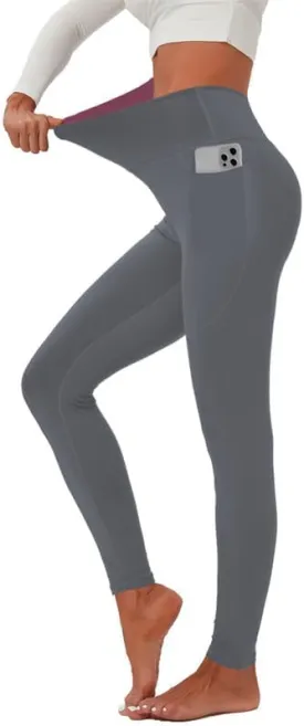 Womens Yoga Pants Tummy Control Yoga Leggings High Waist Butt Lifting Workout Leggings with Pockets Sports Pants (Grey XL)